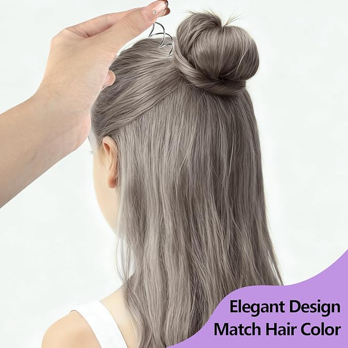 Teenitor 20PCS Spiral Hair Pins, Spiral Bobby Pins Bun Pins, Hair Twist Spin Pins for Hair, Hair Bun Maker for Women, Girls and Kids with 10 Hair Ties, Silver