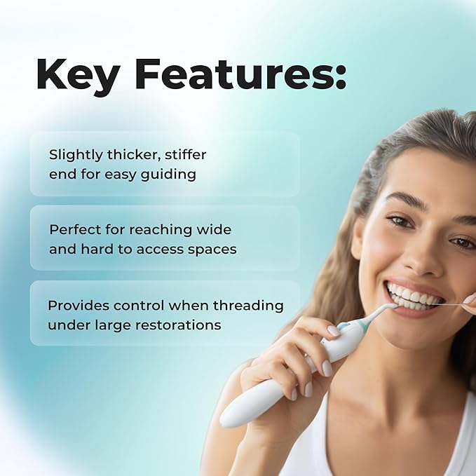 The AutoFlosser Floss Threader Strands for Implants, Bridges, Braces & Retainers, Refills for The AutoFlosser Handle, Shred-Resistant Dental Floss, Stiff-Glide, 90 Strands