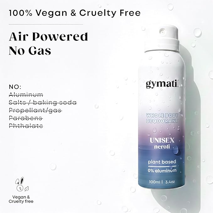 Gymati Natural Body Deodorant Spray Aluminum Free - Men & Women & Unisex - Pack of 3
