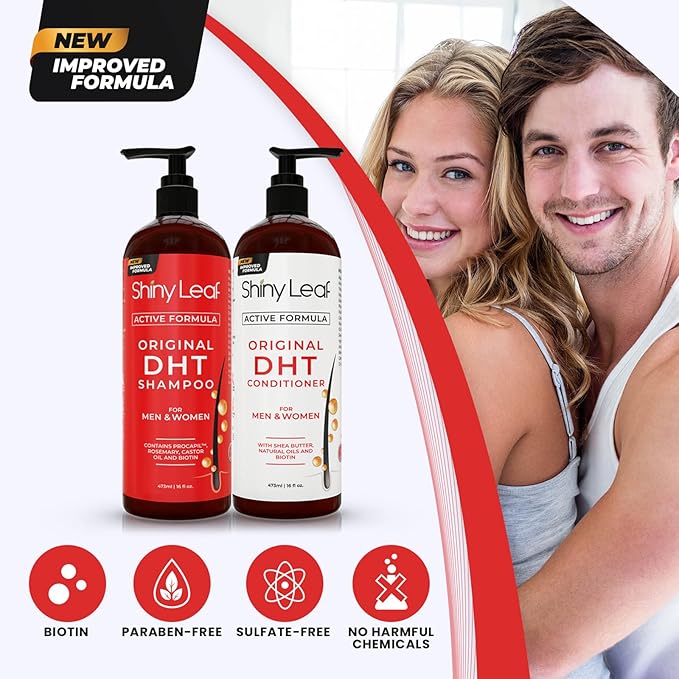 DHT Blocker Shampoo and Conditioner for Hair Loss With Biotin For Men, Women, Anti-Hair Loss Treatment, Rosemary Leaf Oil and Asparagus Extracts, for Thinning Hair (Shampoo and Conditioner)