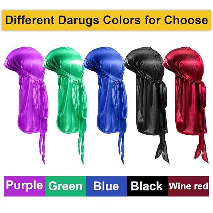 Silky Durags for Men Wave Pomade Strong Hold Easy Wash 360 Wave Training Hair Cream, Waves Grease for Men Promotes Layered Waves Silky Satin Durag Extra Long Tails Wave Brushe Silky Durag Wave Cap Set