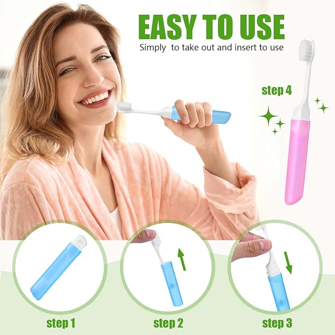 WSSROGY 5 Pack Potable Folding Travel Toothbrush Bulk for Travel, Business Trip, Camping