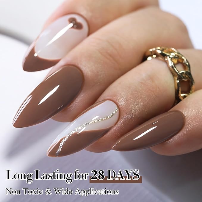 Double Rhythm 15ML Gel Nail Polish Pure Sheer Same Color Same Bottle Soak Off Gel Polish Art Manicure Salon DIY at Home for Women (Gray Brown-A1445)