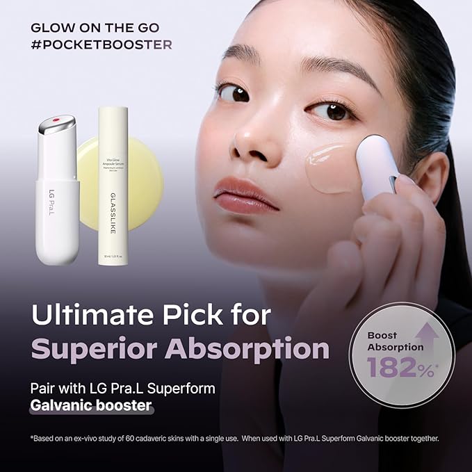 LG Pra.L GLASSLIKE Vita Glow Ampoule Serum, Dark Spot Correcting, Skin tone improvement and firming, Hydration Boosting - 1.01 fl.oz