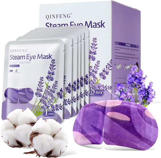 QINFENG 18 Packs Steam Eye Mask for Dry Eyes Self Heating Masks Cornea Care Rest Disposable SPA Warm Compress,Eye Mask for Sleep,Stye Eye Treatment,Reduce Eye Fatigue Travel Essentials (Lavender)