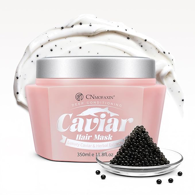 Caviar Hair Mask, Enriched with Caviar Essence, Keratin, & Herbal Extracts for Ultimate Shine & Softness, Deep Conditioning Treatment for Dry or Damaged Hair, 11.8 fl oz，Sulfate-Free