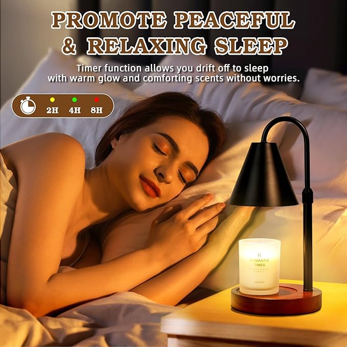 Candle Warmer Lamp With Timer Dimmable 2 Pack, Birthday Valentines Day Gifts for Women Mom, Modern Candle Lamp, Black Candle Warmer for Jar Scented Candles, Home Decor, Wax Melt Warmer with 4 Bulbs
