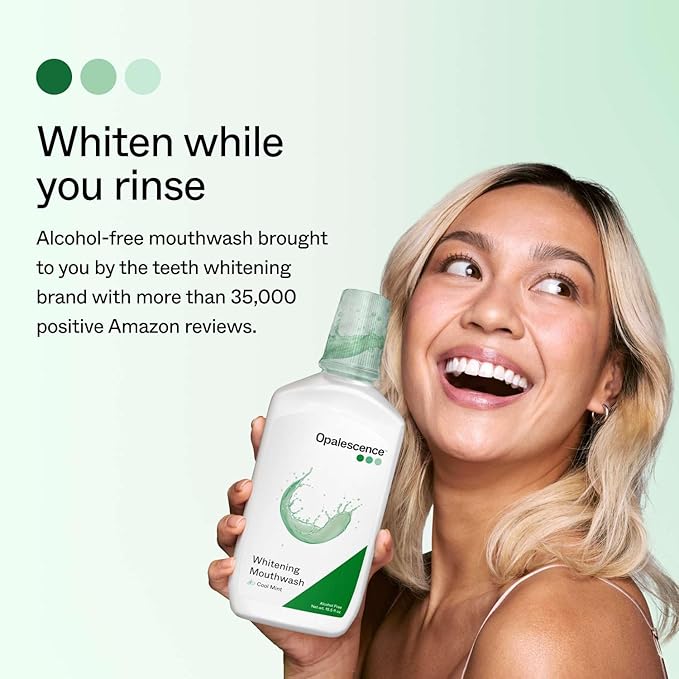 Opalescence Whitening Mouthwash – Teeth Whitening and Fresh Breath Mouthwash for Adults – Hydrogen Peroxide Formula, Alcohol-Free, Cool Mint Flavor (2 Bottles) 15.5 Fl Oz – Made by Ultradent 5447-2T