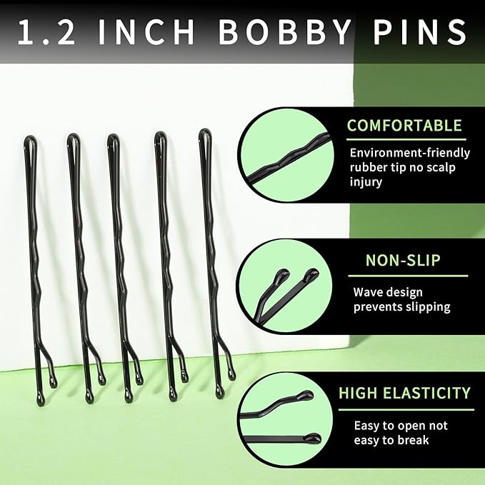 Teenitor 220Pcs Bobby Pins, Hair Ties and Rubber Hair Bands, 100pcs Black Bobby pins for Women 100pcs Hair Elastics 20pcs Seamless Hair Ties, Hair Accessories for Women Black