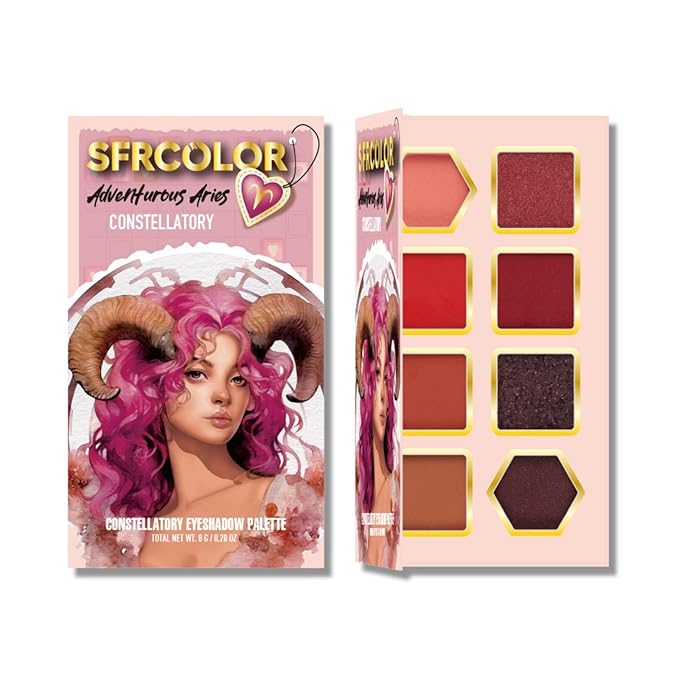 12-Color Zodiac Eyeshadow Palette, Matte Metallic Shimmer Pressed Pigments, Highly Pigmented Makeup Palette for Professional & Daily Eye Makeup (8282 Aries)