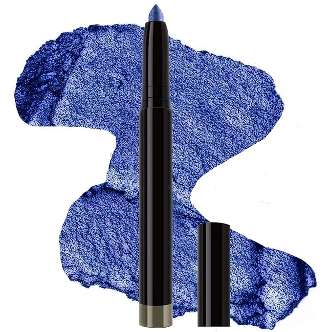 Blue Eyeshadow Stick Smooth Cream Eyeshadow Pencil, Waterproof Long Lasting Eye Shadow Stick, High Pigment Hypoallergenic Highlighter stick Create Multi-Dimensional Eyes Look (05# Midnight Blue)
