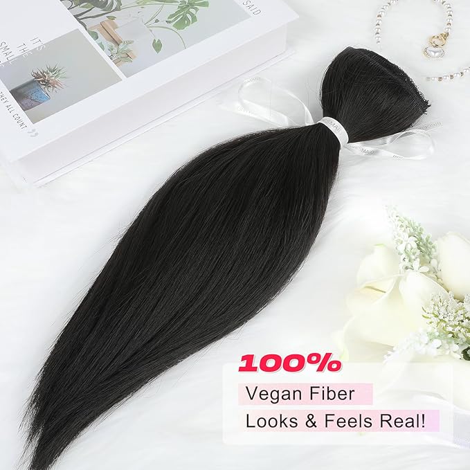 Hair Extensions, 10" Short Clip in Hair Extensions 4PCS Straight Natural Soft Synthetic Hairpiece for Women- Black