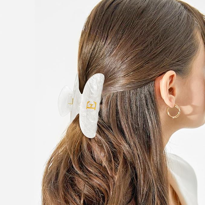 Birthday Gifts for Teens Girls - Initial Letter Hair Clips | Personalized Gifts | Personalized Hair Claws | Birthday Gifts for Women | Christmas Gift for Teens Girl Stocking Stuffers - White,L