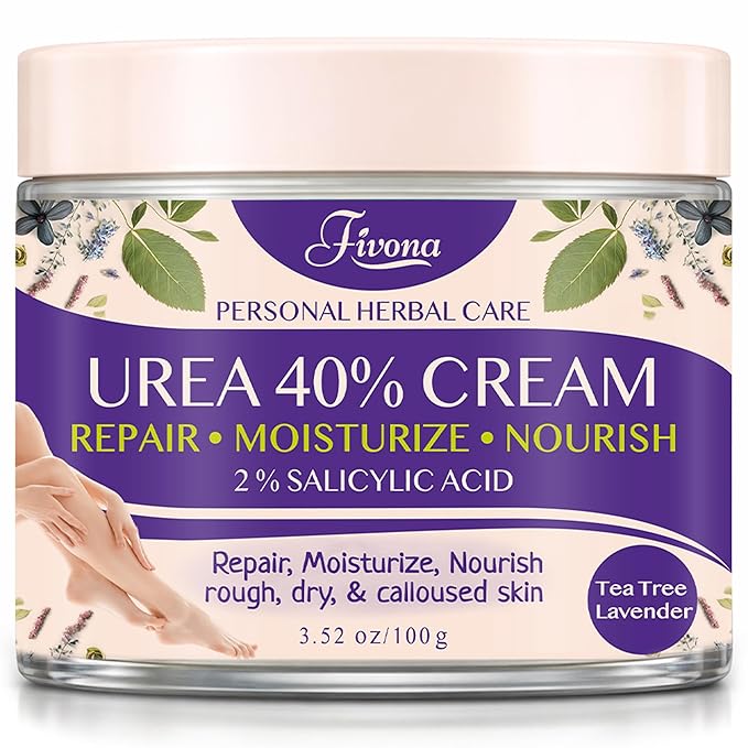 FIVONA 40% Urea Foot Cream for Dry Cracked Heels - Extra Strength Callus Softening Cream with 2% Salicylic Acid, Tea Tree & Lavender, 100g (3.5 oz)