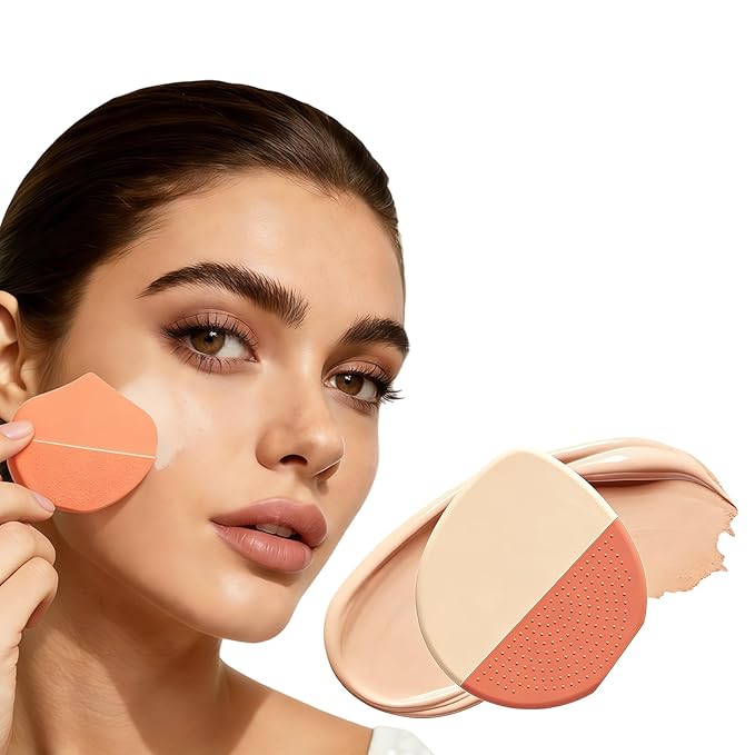 Silicone foundation make-up brush flat head, no trace, evenly apply powder, hold makeup, no time, light and thin makeup base tool (orange)