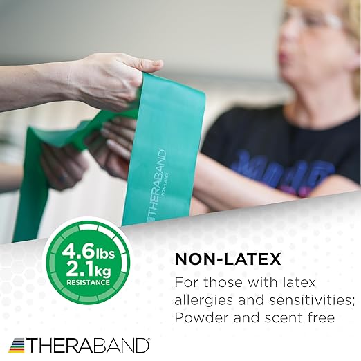 TheraBand Resistance Bands Set, Professional Non-Latex Elastic Band For Upper & Lower Body Exercise, Strength Training without Weights, Physical Therapy, Pilates, Rehab, Yellow & Red & Green, Beginner