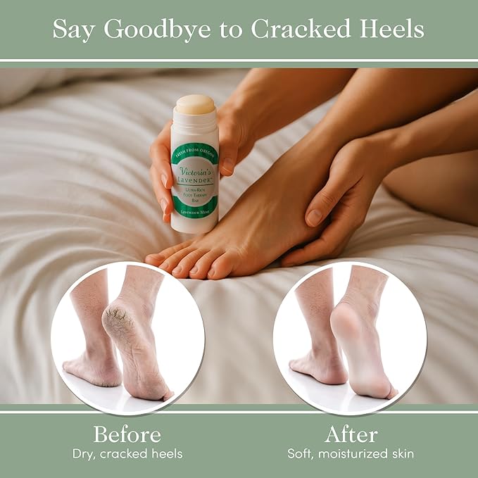 Victoria's Lavender Heel Balm Stick – Ultra-Rich Foot Therapy Balm for Dry, Cracked Feet – Softener for Cracked & Rough Skin – Dry Heels Treatment for Men and Women - Lavender Mint - 2 packs