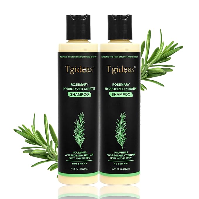 Organic Rosemary Hair Growth Shampoo for Women and Men-Natural Thickening & Strengthening Shampoo with Hydrolyzed Keratin for Thinning Hair & Hair Loss 7.4 fl.oz - 2 Packs