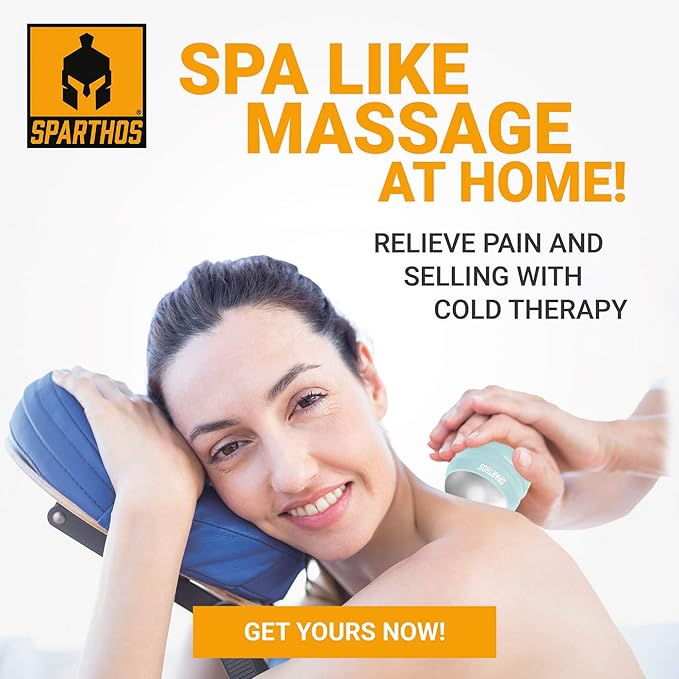 Sparthos Cold Massage Roller Ball - Fitness Cryosphere Massager - Cryo Cryocup Ice Massage Cups - for Muscle, Face, Body Muscles - Manual Polar Icing Cooling Balls - Recoup Message (Mint, 54mm)