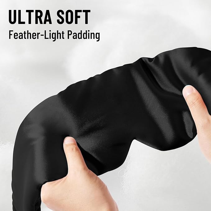 ATreebay 100% Mulberry Silk Sleep Mask, Large Eye Cover for Sleeping, Comfortable and Pressure-Free Sleeping Masks for Women Men, Completely Blackout (Black)