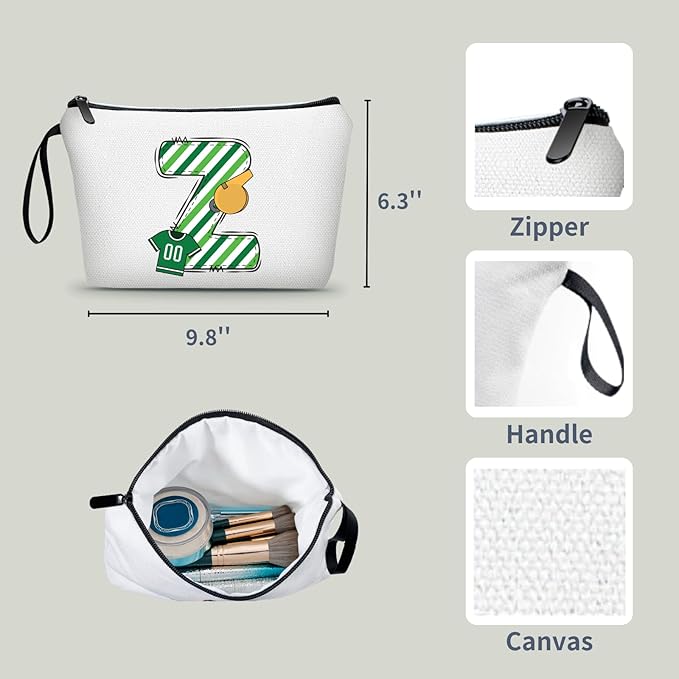 ARIOSEY Football Initial Birthday Graduation Gifts Cosmetic Travel Toiletry Bags Football Accessories Party Favors for Women Girls Daughter Niece Team Coach Friends -Z