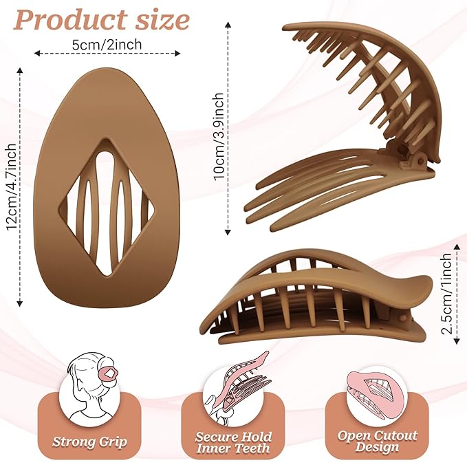 French Hair Clips,Flat Hair Clips for Women,No-Slip Claw clips for Thick & Thin Hair,Strong Hold Styling Barrettes Accessories (Style 2)
