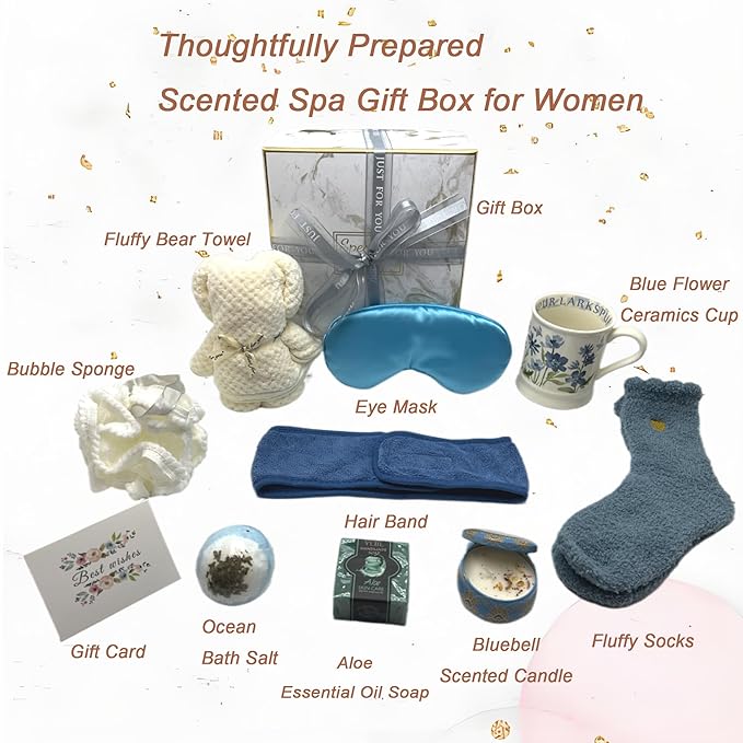 BEECO GIF2U Spa Gift Baskets for Women,Luxury Self Care Gifts for Mom,Get Well Soon Gifts for Friend,Thank You Relaxing Box Gifts for Women 20th,30th,40th,50th,60th 70th 75th Birthday,Anniversary