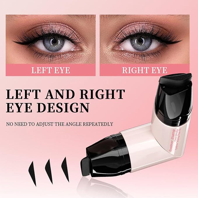 2 Pack Black Eyeliner Stamp,One-Piece Liquid Gel Eyeliner Stencil Set for Perfect Wings,Long Lasting Waterpoof & Smudgeproof Foldable Makeup Eye Liner Tool