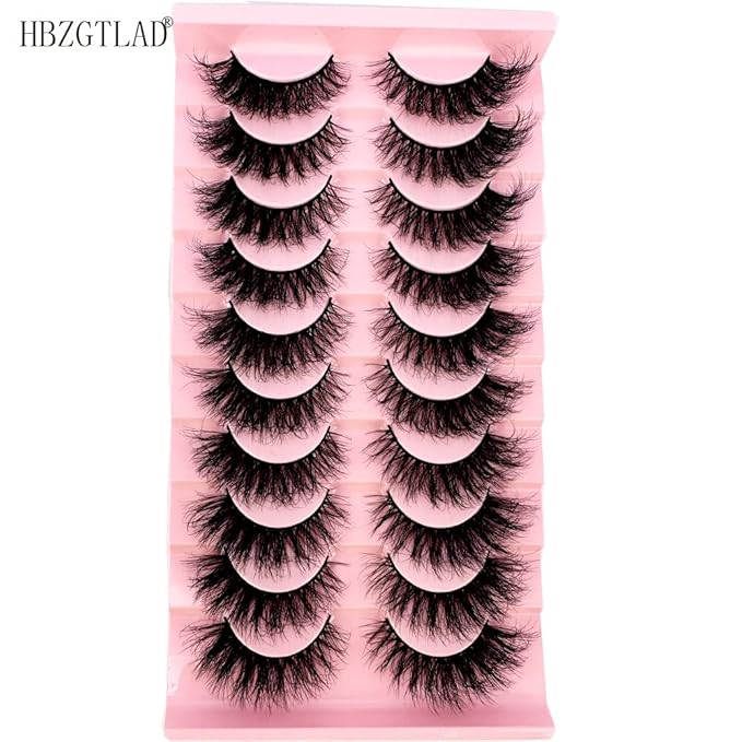HBZGTLAD Soft Mink Eyelashes 3D Curl Winged End Eye Elongated Fake Lashes Thick Handmade Natural False Eyelash Messy Cross Lash Wholesale (WF24#)