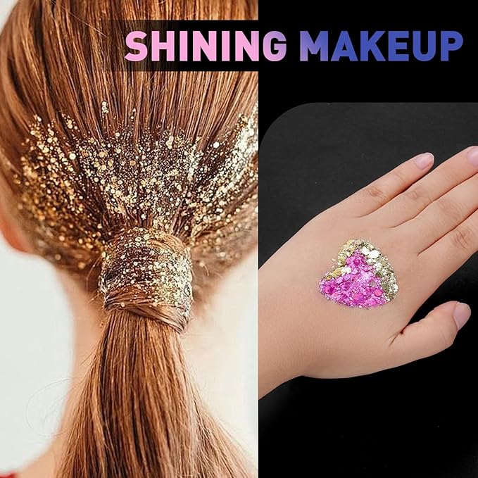 40 Colors Body Glitter, Mardi Gras Accessories Hair Glitter for Kids Women Glow in The Dark, Eyeshadow Face Sparkles, Makeup Festivals, Raves, Anime Cosplay, Concerts Face Paint Valentines Day Gifts