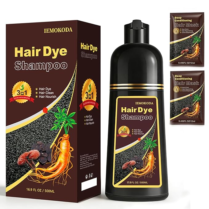 Hair Dye Shampoo in Burgundy - Washes In Rich Color, Easy At-Home Color Shampoo Hair Dye for Women & Men, 3-in-1 Hair Color & Care for Natural-Looking Gray Coverage, Instant & Long-Lasting, 16.9 Fl Oz