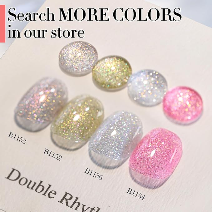 Double Rhythm 15ML Glitter Gel Polish Shimmer Reflective Holographic Color Magnetic for Nail Art Salon DIY at Home (B1136)
