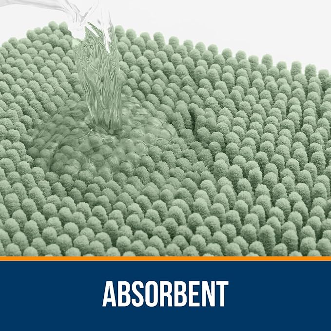 OLANLY Bathroom Rugs 36x24, Extra Soft Absorbent Chenille Bath Rugs, Rubber Backing Quick Dry, Machine Washable Bath Mats for Bathroom Floor, Tub and Shower, Home Decor Accessories, Sage Green