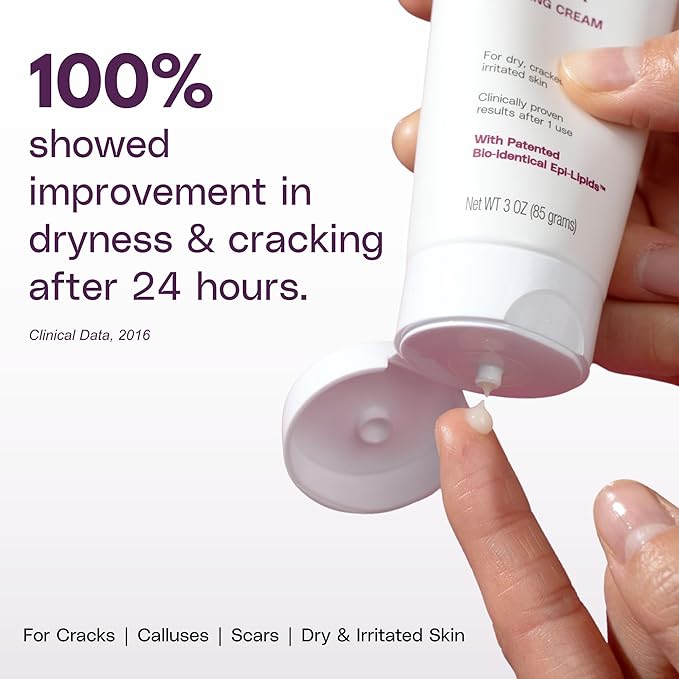 Rapid Crack Repair Cream, 25% Urea with Lactic Acid, Heals Cracked Heels and Diabetic Feet, Post-Surgery Scar Care, Fragrance-Free Barrier Cream, 3 oz