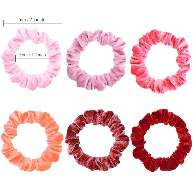 Small Funtopia Velvet Scrunchies, 24 Pcs Colorful Hair Ties for Thick and Thin Hair, Soft Mini Elastic Ponytail Holders and Rubber Bands Hair Accessories for Women and Girls