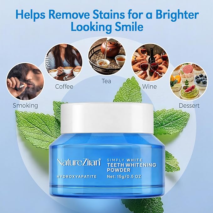 Teeth Whitening Powder - Removes Stains - No Sensitivity - Breath Freshener, Coffee Stain Remover - Toothpaste Powder