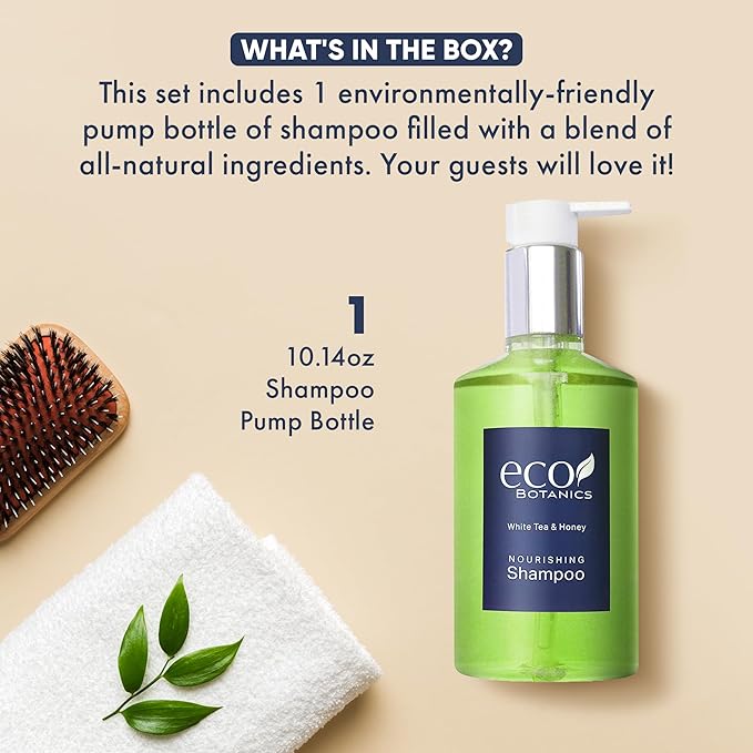 Terra Pure | Eco Botanics Shampoo, White Tea & Honey Retail Size Hotel Amenities, 10.14 oz. (Single)