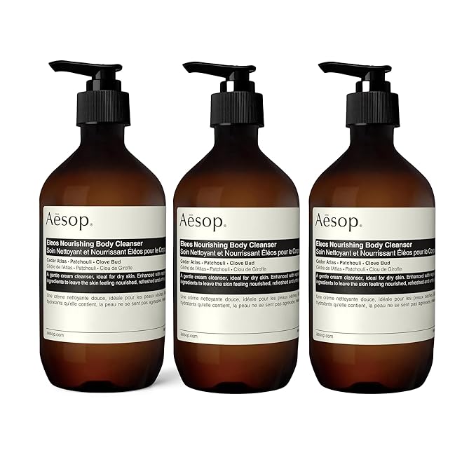 Aesop Eleos Nourishing Body Cleanser | Moisturizing Body Wash for Dry, Dehydrated Skin | Made with Shea Butter & Lavender Oil | 500 mL / 16.9 oz (Pack of 3)