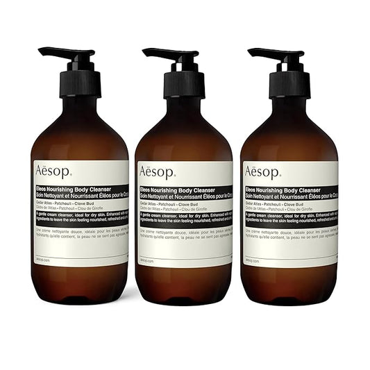 Aesop Eleos Nourishing Body Cleanser | Moisturizing Body Wash for Dry, Dehydrated Skin | Made with Shea Butter & Lavender Oil | 500 mL / 16.9 oz (Pack of 3)