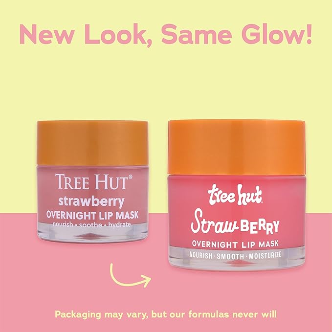 Tree Hut Strawberry Overnight Lip Mask, Hydrating Lip Treatment, Leave On Overnight for Soft, Smooth Lips, 0.6 oz