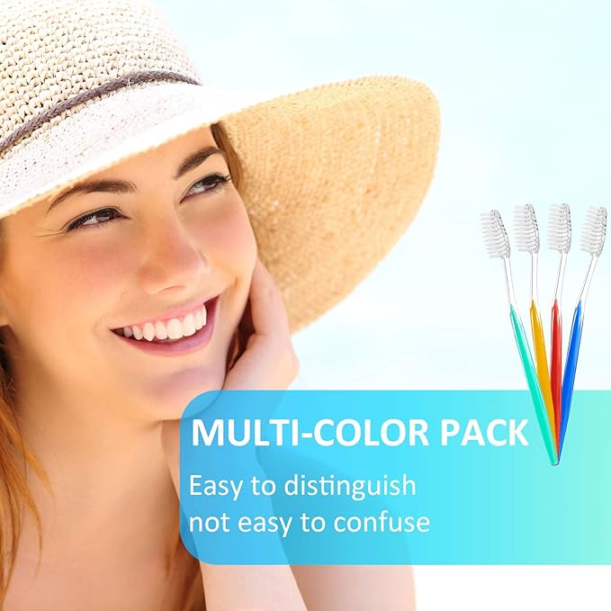 Patelai 700 Pcs Disposable Travel Toothbrush Bulk Individually Wrapped Toothbrush Pack Medium Soft Bristle Manual Disposable Colorful Tooth Brush for Adult Work Travel Hotel Donation (Classic)