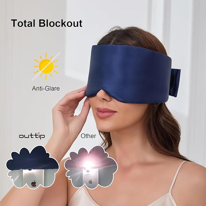 100% Mulberry Silk Sleep Mask for Women & Men Beauty Sleep, Adjustable Blindfold Silk Eye Mask for Sleeping Side Sleepers, Soft Pressure-Free Design for Home, Travel, Office, Napping, Christmas Gift