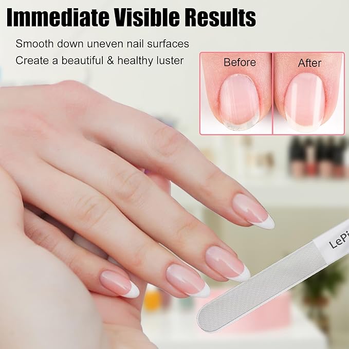 Nano Glass Nail Shiner Kit, Multi-Purpose Nail Buffer for Shaping Buffing and Polishing Natural Nails, Fine Crystal Nail Files Set, Professional Manicure Tools for Home and Salon Use, 2 Pack