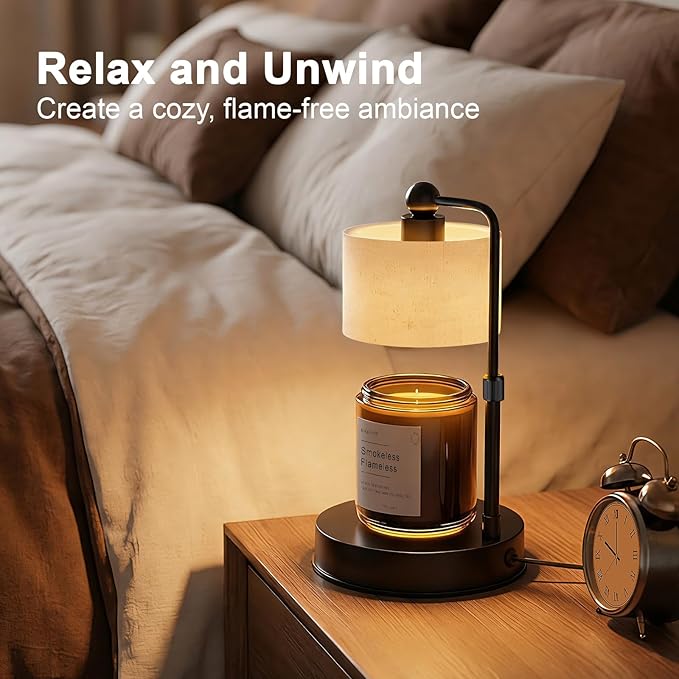 Candle Warmer Lamp with Timer ,Dimmable Candle Wax Warmer, Height Adjustable Electric Candle Lamp Warmer with 2 Bulbs, Birthday Gifts for Women Mom House Warming,Vintage Home Decor for Bedroom