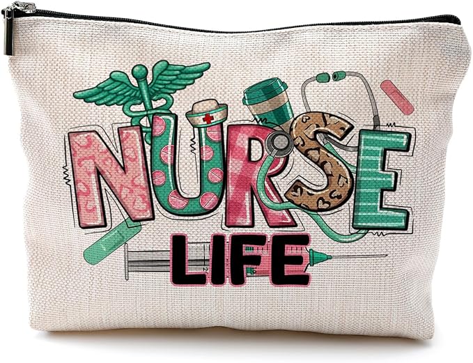 QGFM Nurse Makeup Bags,Nurse Gifts for Women,Nurse Cosmetic Bags With Zipper,Nurse Gifts for Nursing Student,Student Nurse Gifts(F style)