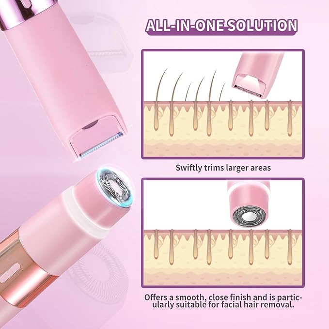 Bikini Trimmer for Women, 2-in-1 Electric Razor for Womens, Rechargeable Electric Shaver for Legs Arms Pubic Body Hair Trimmer (Pink)