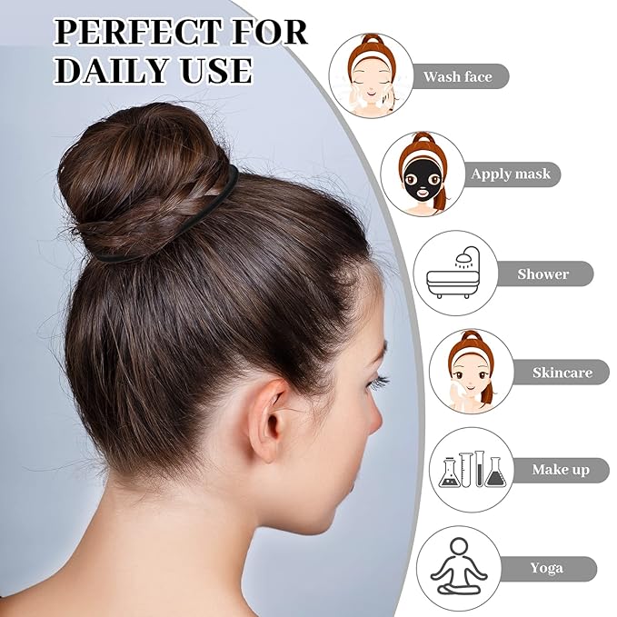 Dingion 80 Count Extra Long Hair Tie for Thick and Curly Hair Elastic Ponytail Holders for Women No Metal Bands Accessories(Black)