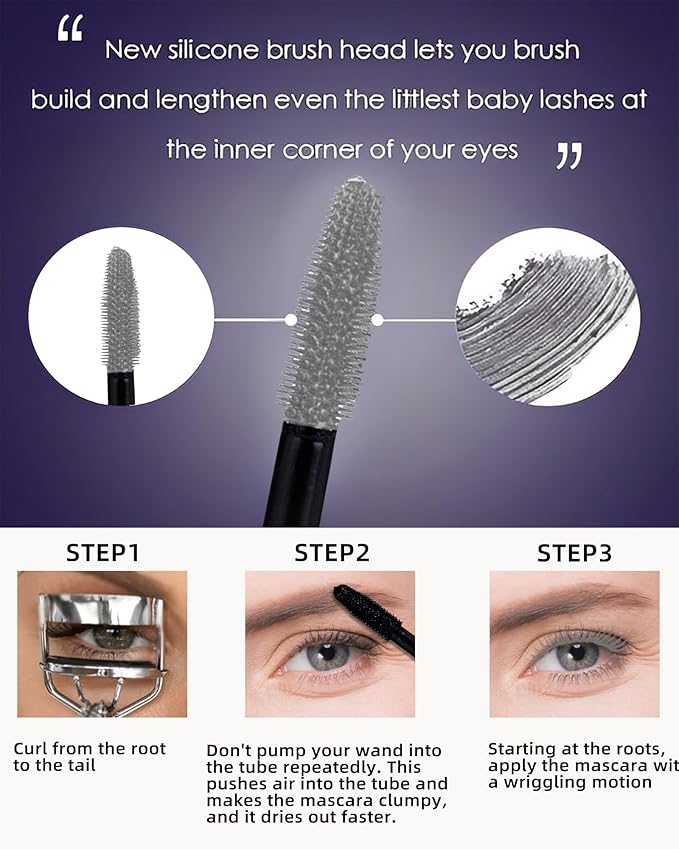5D Grey Mascara for Eyelashes-1Pcs Longlasting Waterproof Smudge-Proof Colored Cold Gray Mascara Volume and Length, Volumizing Defining Eye Lashes, Women’s Day Eye Makeup Gift for Older Women 60 plus