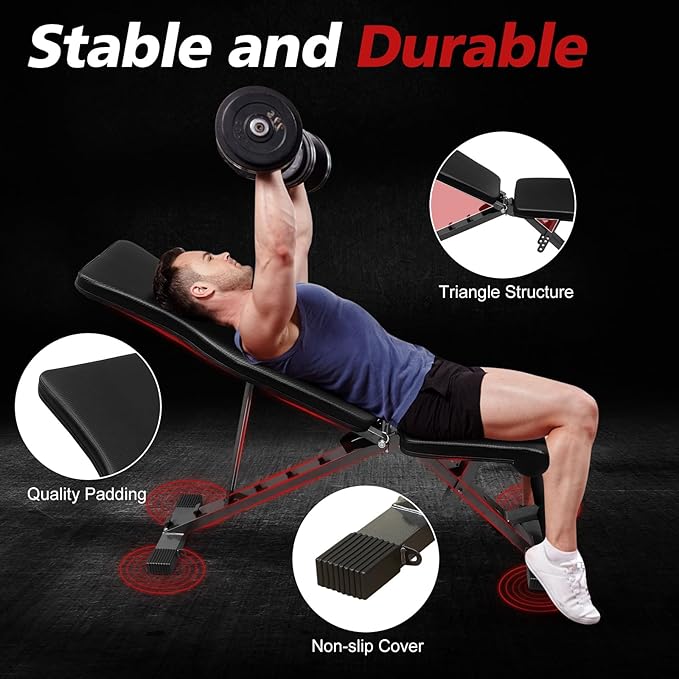 Adjustable & Foldable Weight Bench Press 600LBS Strength