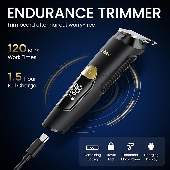 Ufree 3-in-1 Beard Trimmer Kit, Men's Electric Razor Shaver for Mustache, Professional Hair Trimmer, Type-C Rechargeable Clippers, Waterproof Body Grooming, Birthday Valentines Gifts for Him